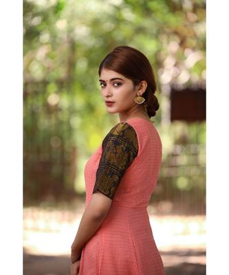 Peach Cotton Fit and Flare Dress 4