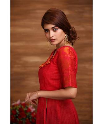 Pink Cotton Fit and Flare Dress 5