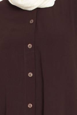 Islamic Lifetstyle Islamic Lifetstyle Front open Abaya-Brown |Nida Matte Fabric 5