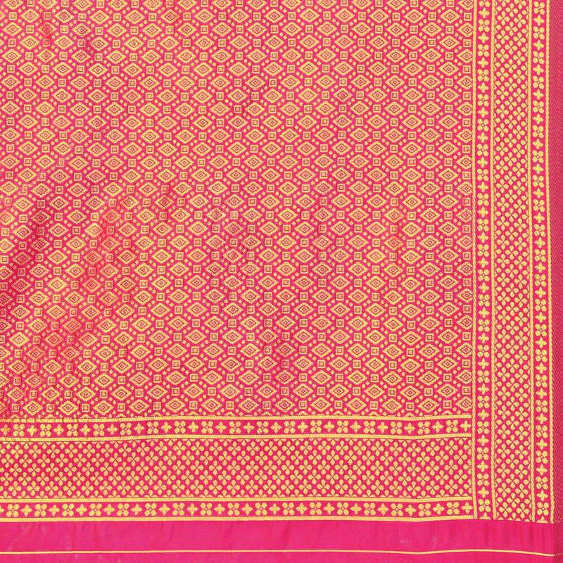 Peach Woven Banarasi Silk Saree With Blouse