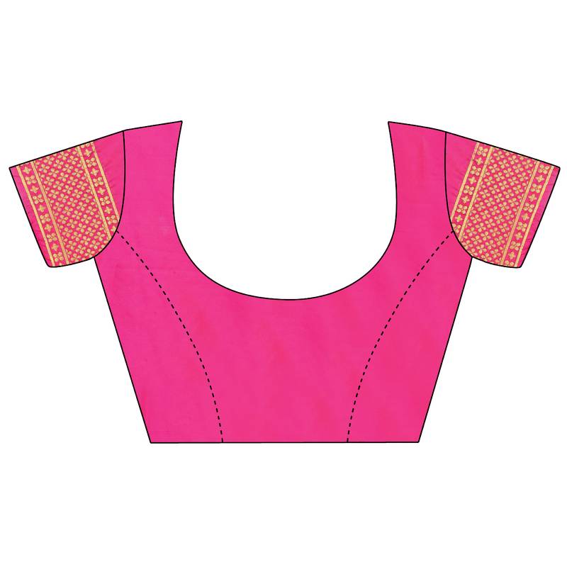 Peach Woven Banarasi Silk Saree With Blouse