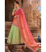Pista Green Color Handloom Silk Lehenga