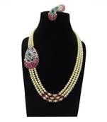 side brooch ruby pearls necklace set