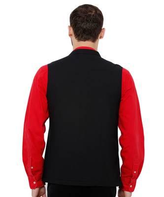 Men's Cotton Self weaving Black Colour sleeveless Nehru Jackets 2