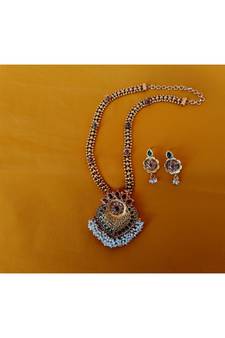 Multicolor Alloy Gold Plated Traditional Necklace Set