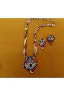 Georgeous  gold plated pinkcolour necklace set