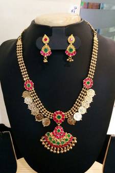 Georgeous high gold plated laxmi kasu necklace set