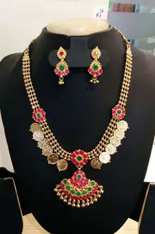 Georgeous high gold plated laxmi kasu necklace set