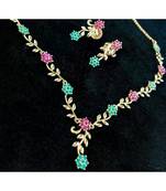 Georgeous high gold plated multicolour stones necklace set