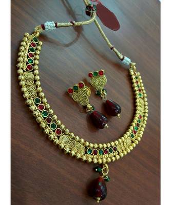 Georgeous gold plated multicolour necklace set 1