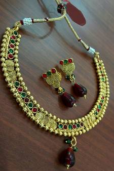 Georgeous gold plated multicolour necklace set