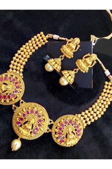 Georgeous  gold plated laxmi necklace set