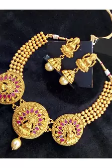 Georgeous  gold plated laxmi necklace set