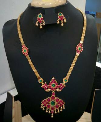 Georgeous gold plated kundans multicolour necklace set 1