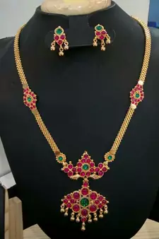 Georgeous gold plated kundans multicolour necklace set