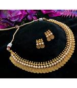 Georgeous gold plated pearl necklace set
