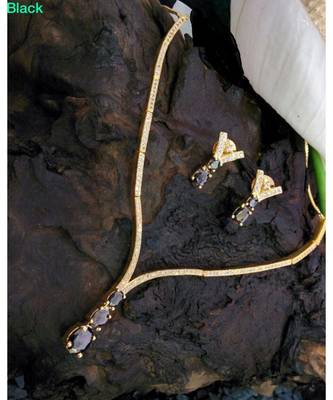 Black agate Zirconia stones necklace set 1
