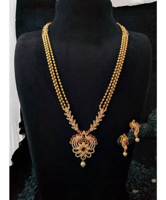 Pink agate Zirconia stones necklace set 1