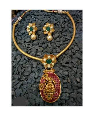 Beautiful gold plated multi colour necklace set 1