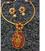 Beautiful gold plated pink colour necklace set