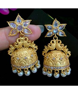 Georgeous matt finish high gold temple white jumkas 1