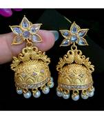 Georgeous matt finish high gold temple white jumkas