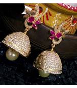 Georgeous matt finish high gold temple Multi colour jumkas