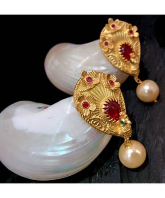 Beautiful gold plated peacock ruby studs 1