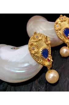 Beautiful gold plated peacock blue colour studs