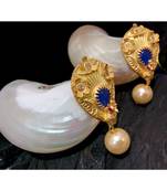 Beautiful gold plated peacock blue colour studs