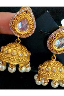 Mutt finishing gold plated jhumkas