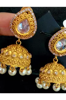 Mutt finishing gold plated jhumkas