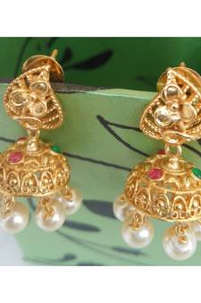 Exclusive traditional gold plated earring jhumkas