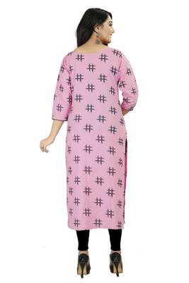 Pink printed cotton poly cotton-kurtis 2