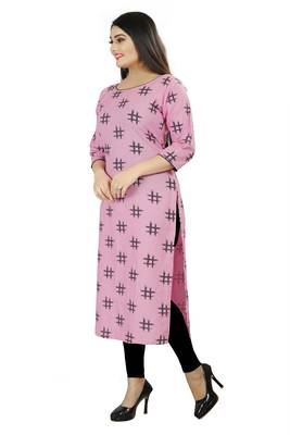 Pink printed cotton poly cotton-kurtis 3