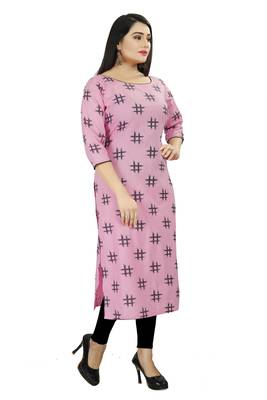 Pink printed cotton poly cotton-kurtis 4