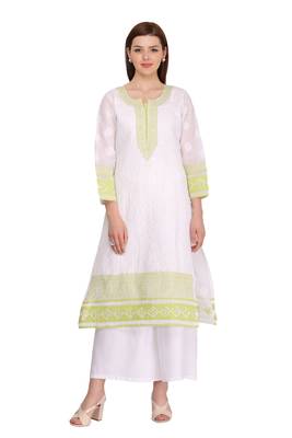 Ada White Cotton Chikankari Kurti 1