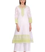 Ada White Cotton Chikankari Kurti