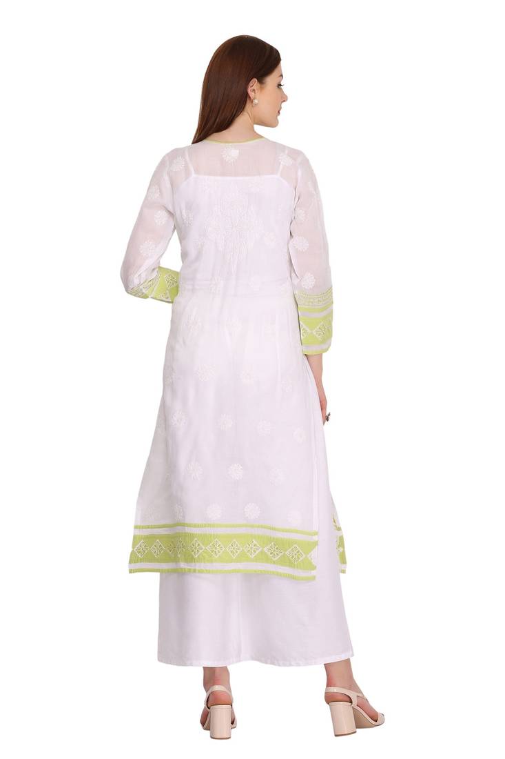Ada White Cotton Chikankari Kurti
