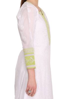 Ada White Cotton Chikankari Kurti 4