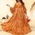 Navraj Fashion Women's Orange Floral Printed Rayon Gown Kurta With Double Flute Sleeves