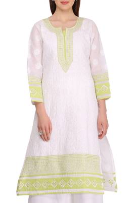Ada White Cotton Chikankari Kurti 5