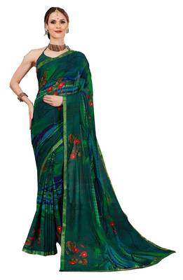 Party wear attractive Look printed Lace Border  work saree 1