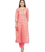 Smiling Peach Straight Kurti with Straight Pants