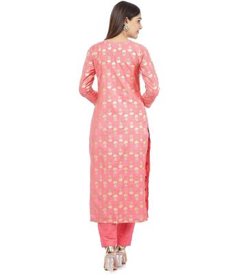Smiling Peach Straight Kurti with Straight Pants 4