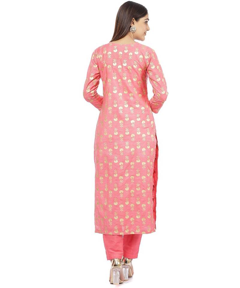 Smiling Peach Straight Kurti with Straight Pants