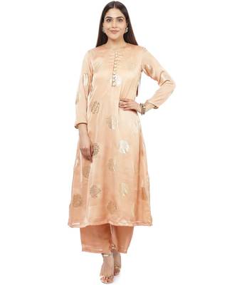 Gold Blush Foil Straight Kurti with Straight Palazzo 1