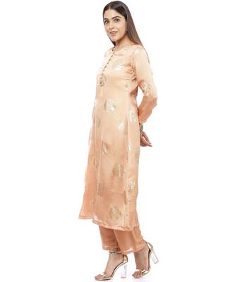 Gold Blush Foil Straight Kurti with Straight Palazzo 3