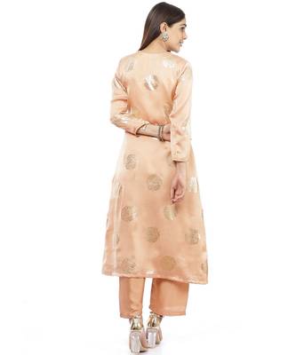 Gold Blush Foil Straight Kurti with Straight Palazzo 4