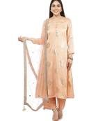 Gold Blush Foil Straight Kurti with Straight Palazzo and Mirror Stone Dupatta